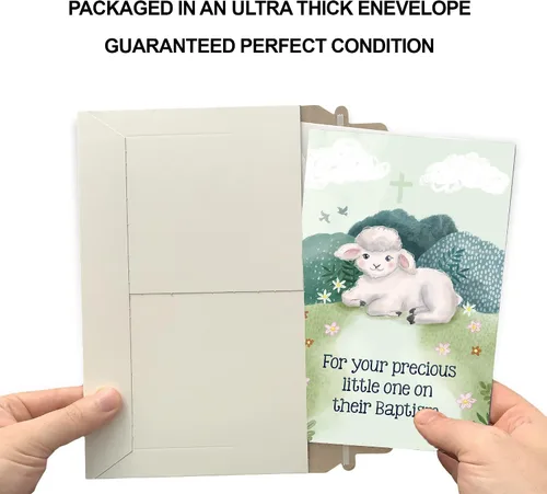 Vista 5 de Prime Greetings Tarjeta de felicitación religiosa para bautismo de bebé, hecha en Estados Unidos, ecológica, tarjeta gruesa con sobre de alta