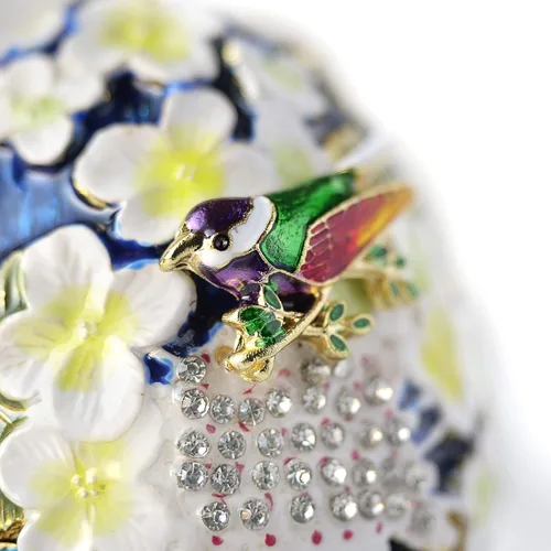 Vista 4 de Apropos Huevo Faberge pintado a mano de estilo vintage con esmalte rico y diamantes de imitación brillantes caja de joyería