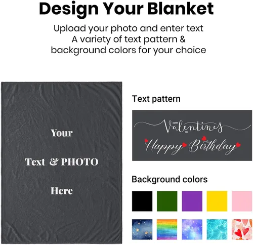 Vista 6 de Manta personalizada con texto fotográfico, manta personalizada con imagen para niños, madres, padres, amantes de mascotas, manta de franela