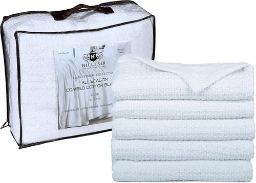 Vista 10 de HILLFAIR Manta 100% algodón peinado, manta de cama Twin XL, suave, acogedora, cálida, mantas multipropósito para decoración del hogar de lujo, 66 x