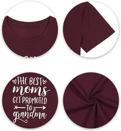 Vista 4 de Camiseta de manga corta para mujer, con texto en inglés "Get Promoted to Grandum", camiseta casual de regalo para abuelas