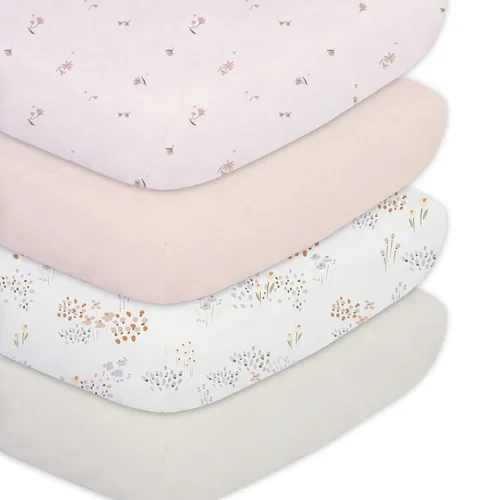 Vista 9 de Sábanas ajustadas para cuna para bebés niños 3 Pack, juego de sábanas de cuna de microfibra extra suave de 28" x 52" para colchón de cuna de bebé