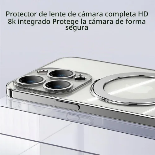 Vista 5 de Funda transparente con soporte magnético invisible para iPhone 14 Pro con protector de lente de cámara incorporado Compatible con MagSafe, cubierta