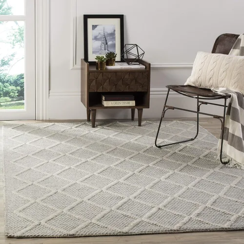 Vista 9 de SAFAVIEH Colección Natura - Alfombra decorativa de 2 x 3 pies, gris, hecha a mano de lana y viscosa, ideal para áreas de alto tráfico en entrada