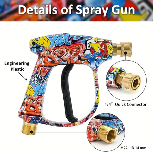 Vista 2 de Pistola de lavadora de alta presión Bear Force 3000 PSI máximo, pistola de lavadora corta M22-14mm con conector rápido de 1/4 pulgada, compatible