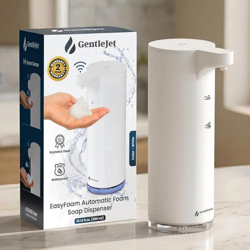 Vista 11 de GentleJet EasyFoam - Dispensador automático de jabón espumoso, bomba de sensor recargable USB-C, acero inoxidable 304, espuma ajustable, IPX5