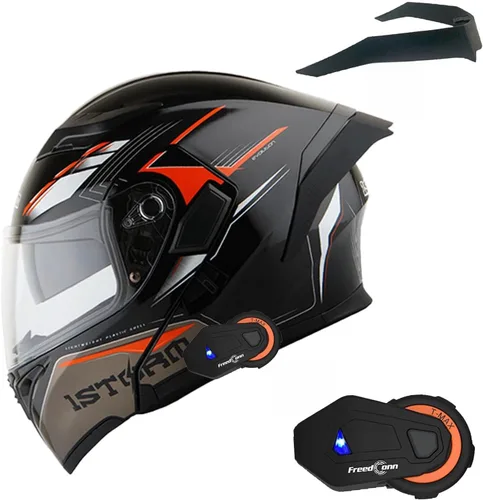 Vista 17 de 1Storm Casco modular de cara completa para motocicleta con doble visera abatible, protector solar: HB89
