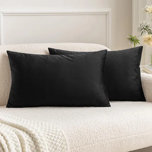 Vista 66 de MIULEE Paquete de 2 fundas de almohada de terciopelo decorativas rectangulares lumbares, fundas de cojín suaves sólidas para sofá, sofá, dormitorio