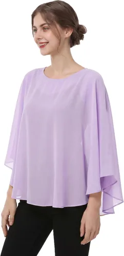 Vista 20 de Capas de gasa para mujer, chales y envolturas para poncho Negro