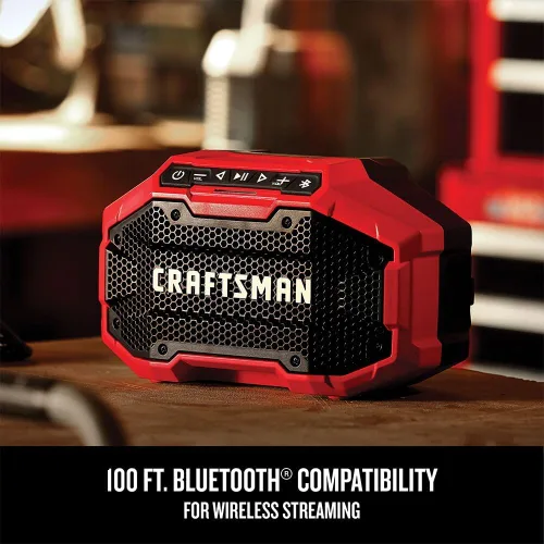 Vista 17 de CRAFTSMAN V20 Altavoz Bluetooth Portátil Inalámbrico, Solo Herramienta (CMCR001B), Rojo