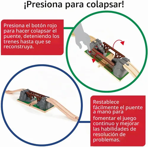 Vista 5 de BRIO World Puente colapsable para set de trenes de madera - Accesorio de 3 piezas - Certificado FSC - Compatible con BRIO Railway y sets de vías