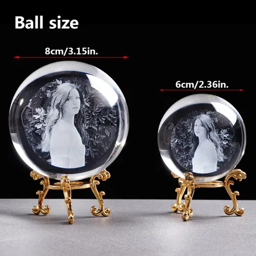 Vista 6 de Bola de fotos de cristal personalizada, bola de cristal con foto personalizada, accesorios de decoración del hogar, esfera de cristal para fotos