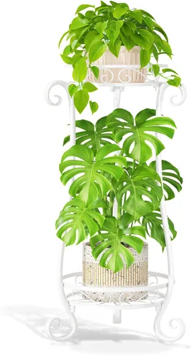 Vista 24 de LASZOLA 3 Tiers Metal Corner Plant Flower Stand Tall Indoor Outdoor, Bronze Bronce