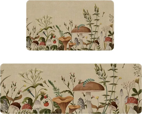 Vista 16 de Juego de 2 tapetes y tapetes de cocina con diseño floral de primavera, diseño floral de acuarela para piso, decoración de fregadero de cocina