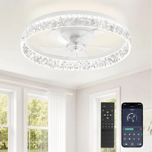 Vista 23 de LEDIARY Ventiladores de techo de perfil bajo de 19.7" con luces, aplicación