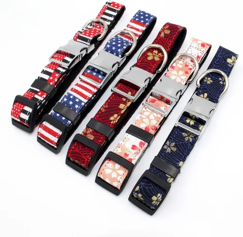 Vista 2 de Collar para perros, collar de diseño de algodón, lindos collares de flores para hembras y cachorros, para perros pequeños, medianos y grandes