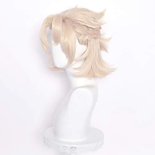 Vista 3 de Alacos Anime Múltiples Roles Pelucas de Cosplay Resistente al Calor Peluca de Fiesta de Halloween + Gorra Gratis (ALBEDO Beige)