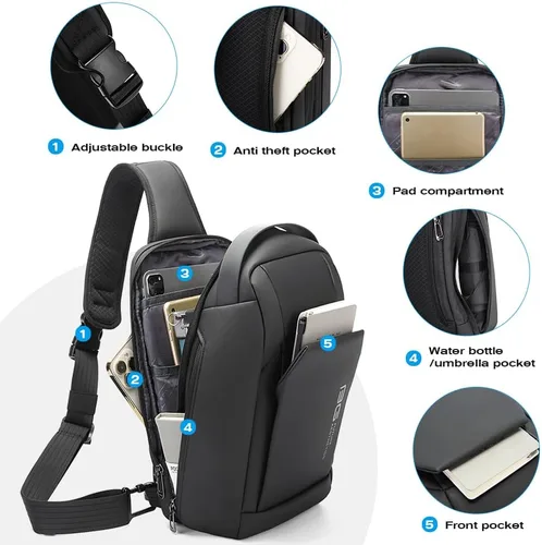 Vista 3 de BANGE Bolso bandolera para hombre, bandolera para hombre