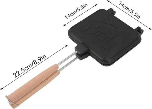 Vista 4 de JTLB Sartén para sándwich, doble cara a prueba de palillos con mango desmontable para bistec, pan, huevo