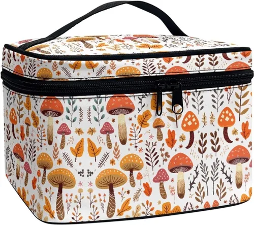 Vista 47 de Flashideas Bolsa de maquillaje para cosméticos Almacenamiento vertical Bolsa de maquillaje de viaje de gran capacidad, Caballo Azteca 1