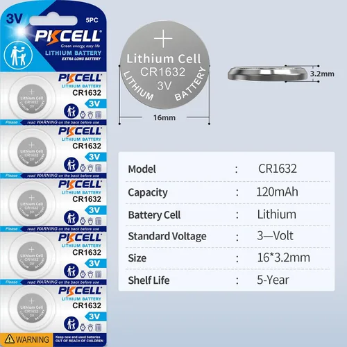 Vista 2 de PKCELL CR 1632 Batería de litio 3V CR1632 Batería (5 unidades (paquete de 1))