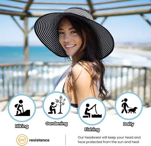 Vista 22 de Simplicity - Sombrero con protección solar UV UPF 50 para mujer, convertible en visera para playa