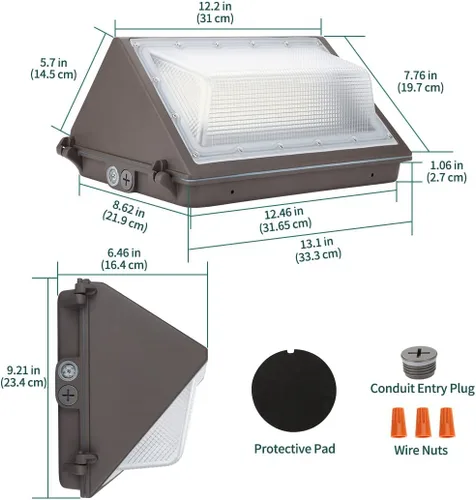Vista 4 de Kadision Paquete de pared LED de 100 W con fotocélula del atardecer al amanecer, 13000 lm (equivalente a 350 W MH) 5000 K 100-277 V, paquete