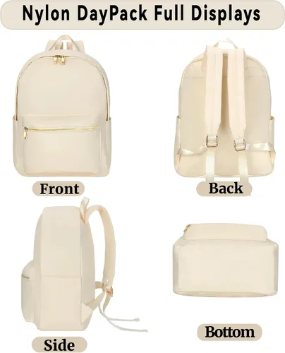 Vista 3 de YogoRun Mochila Daypack Nylon Mochila Deportiva Mujer, Beige, Moda