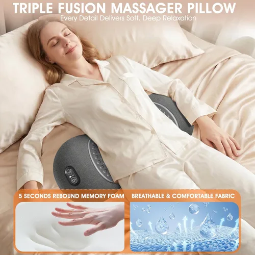 Vista 6 de Almohada de apoyo lumbar eléctrica 3 en 1, masajeador de espalda