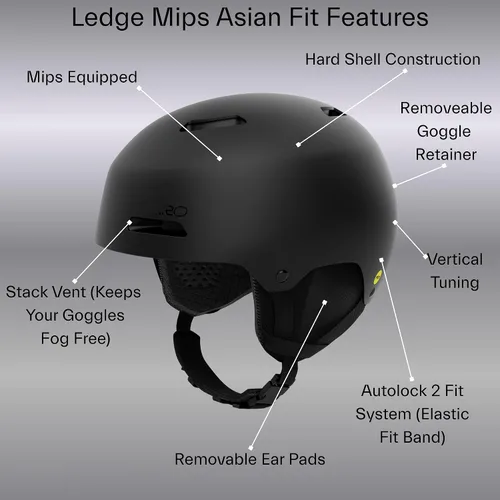 Vista 5 de Giro Ledge MIPS - Casco de esquí de ajuste asiático, casco de snowboard para hombres, mujeres y jóvenes