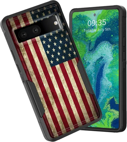 Vista 114 de Funda para Pixel 6A, funda híbrida de doble capa resistente a prueba de golpes de policarbonato duro de silicona suave TPU para Google Pixel 6A