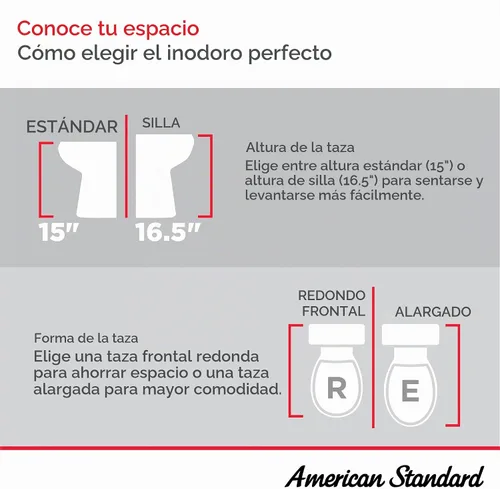 Vista 6 de American Standard 612AA001.020 Compact Cadet 3, inodoro de una pieza con asiento de cierre lento y anillo de cera, parte delantera alargada Blanco