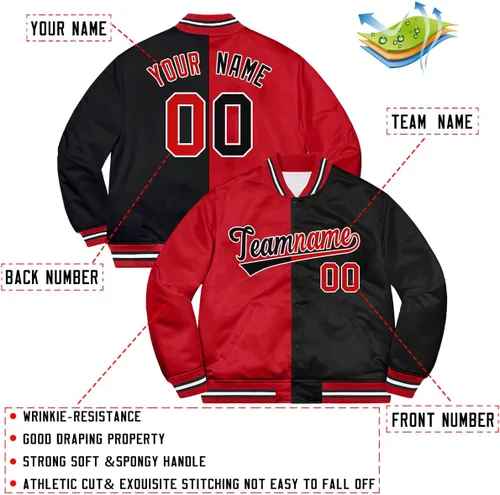 Vista 3 de KXK Chaqueta universitaria personalizada, diseño de tu propia letra, abrigo de béisbol con logotipo cosido para hombres, mujeres y jóvenes