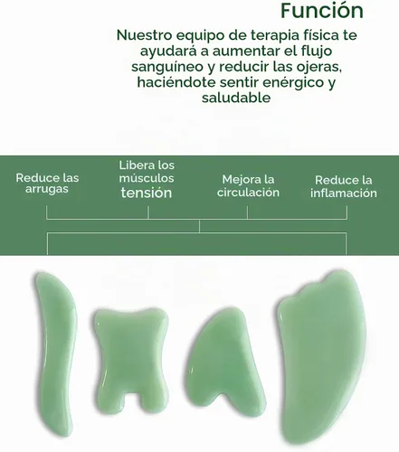 Vista 2 de MoHern 4 herramientas de masaje Gua Sha para cara y cuerpo, verde claro