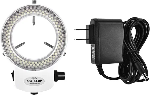 Vista 5 de Luz de microscopio LED 144 LED Brillo ajustable para cámara de microscopio estéreo (blanco)