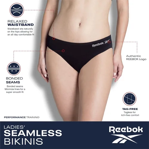 Vista 4 de Reebok Ropa interior para mujer, sin costuras, paquete de 5