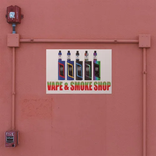 Vista 2 de Adhesivo de vinilo para tienda de interiores de Vape & Smoke Shop - 9.25 x 24 pulgadas