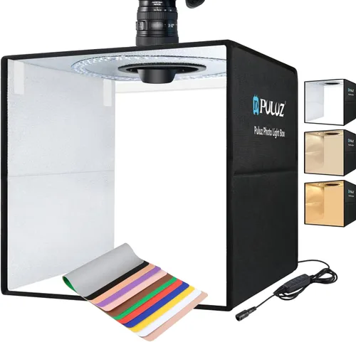 Vista 19 de PULUZ Caja de luz de estudio fotográfico de 10 x 10 pulgadas, caja de carpa de fotografía plegable portátil, pequeña caja de luz para tomas lightbox