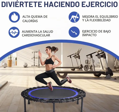 Vista 8 de 40" Mini Trampoline for Adults, Fitness Rebounder with Elastic Bands, Indoor Exercise Trampoline, Low Impact Workout Equipment for Home Gym, Cardio