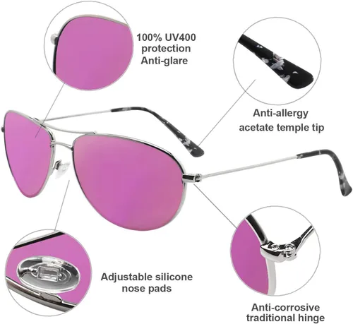 Vista 4 de MAXJULI Gafas de sol polarizadas de aviador para cara pequeña a mediana 8017 y 8018