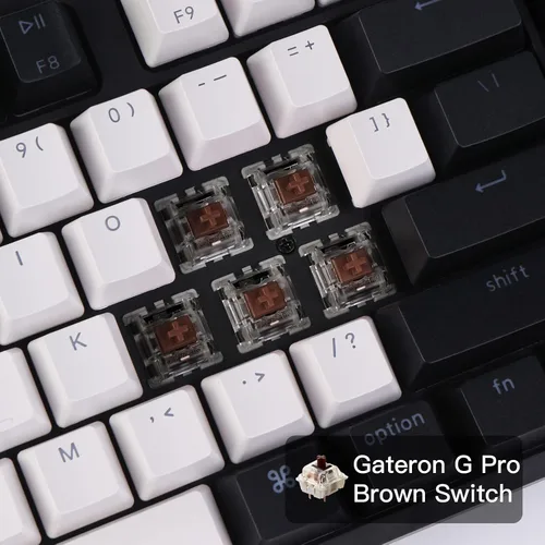 Vista 4 de Keychron Teclado mecánico con cable con diseño de Mac C1 interruptor Gateron G Pro marrón 87 teclas Tenkeyless ABS teclado de computadora para PC