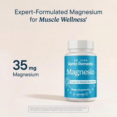 Vista 3 de Santo Remedio Magnesio, apoya la relajación muscular, suplemento dietético, citrato de magnesio 300 mg, sin sabores artificiales, sin