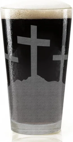 Vista 3 de CROSSES AT CALVARY - Vaso de pinta grabado Gran idea de regalo cristiano religioso bíblico