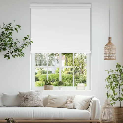 Vista 2 de Persianas enrollables opacas para ventanas, persianas enrollables sin cordones con cenefa de cassette, persianas de ventana de jacquard a rayas