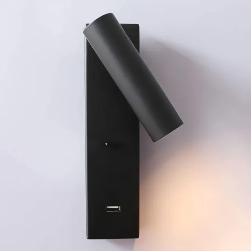 Vista 5 de Lámpara de pared para dormitorio, lámpara de lectura moderna para escritorio, foco LED con interruptor de botón y puerto de carga USB, luz giratoria