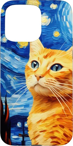 Vista 31 de Orange Tabby Cat Starry Night Vincent Van Gogh - Carcasa para iPhone 17