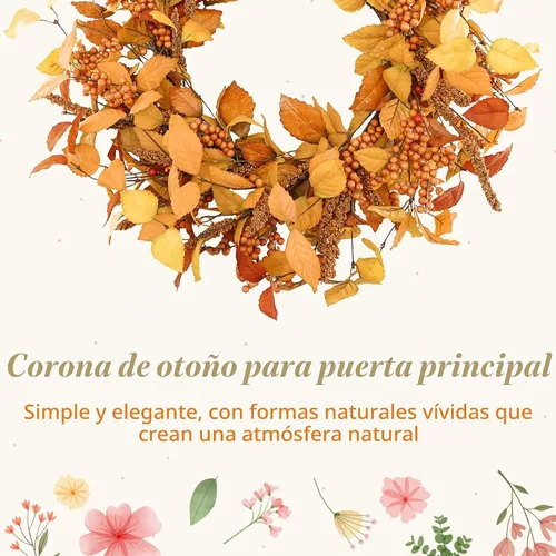 Vista 4 de YNYLCHMX Corona de otoño de 20 pulgadas para puerta delantera, eucalipto y Corona de otoño artificial