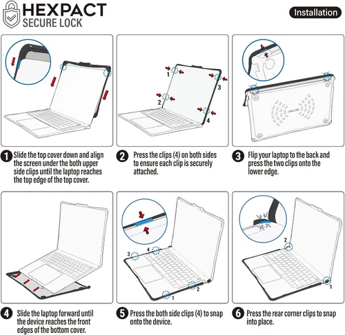 Vista 9 de IBENZER Hexpact AT13-BK - Funda compatible con MacBook Air de 13 pulgadas 2022 2021 2020 M1 A2337 A2179 A1932, funda protectora resistente