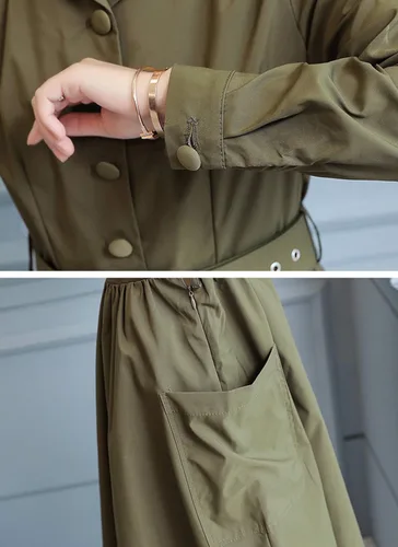 Vista 5 de chouyatou Vestido camisero elegante para mujer con cinturón y acampanado