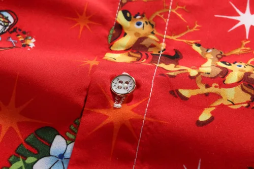 Vista 6 de SSLR - Camisas de Navidad para hombre, diseño de Papá Noel, para fiesta navideña.